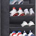 SLEEPING LAMB Over The Door Shoe Organizer for Closet with Large Deep Pockets, Narrow Shoe Rack for Door Hanging Boots Storage, Black