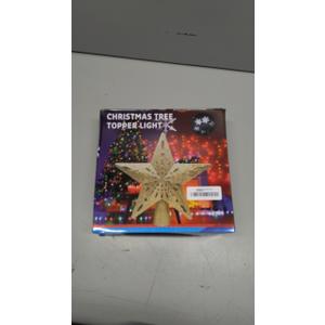 DG-Direct Christmas Tree Topper Lighted Star [Gold],3D Hollow Sparkling Star Christmas Tree Topper with Rotating Magic Cool White Snowflake Projector for Christmas Tree Ornament (Gold)