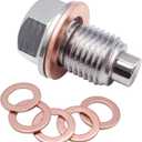 Magnetic Oil Drain Plug M14x1.5, Stainless Steel Oil Drain Plug with 5 PCS Copper Crush Washer Anti Leakage Replacement for Car Motorcycle Boat (Sliver)