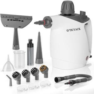 Handheld Steam Cleaner, Steam Cleaner with 16 PCS Accessory & Safety Lock, 500ML Large Capacity Natural Surface Steam for Cleaning, Multipurpose Steam Cleaner for Home, Car, Bathroom, Grease(White)