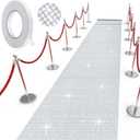 Tinideya Silver Carpet Runner for Prom, Red Carpet Style Aisle Runner for Graduation Party, 2.5 x 15 ft Thick Non Slip Runway Rug for Prom Event Decorations with Tape