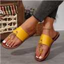 Verdusa Women's Summer Colorblock Thong Sandals Open Toe Slip on Slippers (40, Brown)