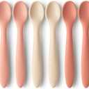 KeaBabies Silicone Baby Spoons, Self Feeding 6-12 months - 6-Pack Baby Weaning Eating Utensils, Toddler First Food Training Spoon, Infant, Kids Feeding Supplies Essential Set,Dishwasher-safe (Roseate)