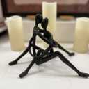 Embracing Couple Iron Sculpture, Romantic Love Metal Decor, Wedding Anniversary Engagement Valentines Day Gift