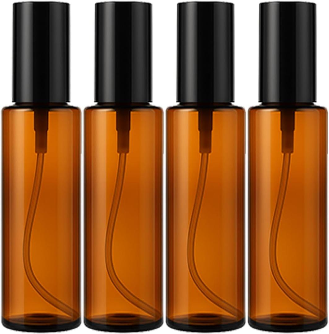 60ml/2Oz Amber Glass Spray Bottle with Black Fine Mist Atomizer Refillable Empty Bottle DIY Spray Containers for Essential Oils, Perfume, Toner, Cleaning Solution, Aromatherapy, Travel
