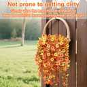 Artificial Hanging Flowers for Outdoor Fall Decoration, 6Pcs Faux Silk Daisy UV Resistant Look Real for Outside Home Indoor Planter Porch Window Yard Mums Autumn Decor (Yellow Fall Orange)