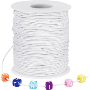 White Elastic String, 328 Feet 1mm Stretchy Bracelet String Bead Cord for Bracelets, Necklaces, Jewelry Making Supplies, Beading, Pony Beads and Crafts(Bead-Free)