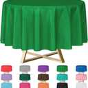 YSYJ 12 Pack Green 84 Inch Disposable Plastic Tablecloths Round Table Cloth Plastic Table Cover for Parties