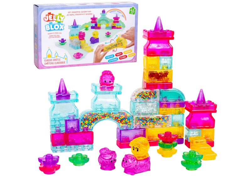 Jelly Blox Classic Castle Set | Includes 45 Pieces | Toddler & Preschool Building Blocks Kids Can Squeeze, Stretch, Squish | MESH ACCREDITED | Safety Tested & Ouch-Free | Sensory Play Toy for Ages 2+