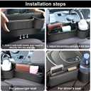 JINRUITOP Car Seat Gap Filler Organizer with Cup Holder, 2 Pack Adjustable Leather Car Side Seat Storage Box, Multifunction Interior Storage Organizer for Phones Keys Sunglasses Cards, Black
