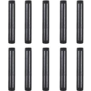 10 Pack 3/4 Inches x 6 Inches Black Malleable Steel Nipples Fitting, DIY Steampunk Industrial Vintage Style.