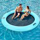 Danrelax 6' Round Inflatable Floating Dock, Sunchill Float Ring, Hammock Tanning Pool with 4in Woven Fabric, Manual Pump for 1-2 Min Quick Inflate/Deflate, Fits 2-8, Ideal for Lakes, Pools, Oceans