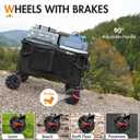 Portal 350L Collapsible Wagon Cart with Removable Canopy, 270LB Folding Utility Cart with Rear Door for Pet, Camping, Beach, and Outdoor Adventures