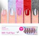 Press on Nails Short 5 Styles, Jofay Fashion 160Pcs Salon-Like Fake Nails with Chrome/Rainbow Laser/Chasing Light Cat Eye Designs, Acrylic French Tip Press on Nails Glue on Nails (A-01 Winter Daily)