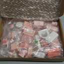 1:48 32 Pcs Dollhouse Furniture Set, Pink Resin Miniature Dollhouses Accessories DIY Craft Decor Included Dining Room Sitting Living Bedroom Bathroom Toys for Toddlers Children Girls