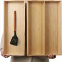 BAMOTTO CRAFTBAMBOO V-Shaped 2-Pack 19.6" Long Bamboo Drawer Organizer Box - Easy Reach Kitchen Utensil Flatware Silverware Cooking Tools Storage for Home Bedroom Bathroom (19.6"x12.4"/19.6"x7.8")