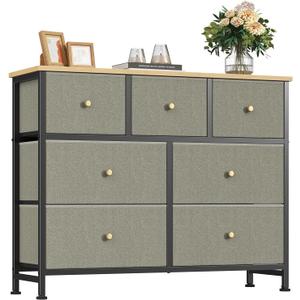 Fabric Dresser for Bedroom with 7 Drawers, Chest of Drawers, 11.8"D x 39.3"W x 31.6"H