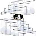 Large Acrylic Risers, 10 Pcs 2 Set Riser Display Shelf, Clear Rectangular Display Stands Set, Transparent Shelves for Decor, Showcase Holder for Cupcake