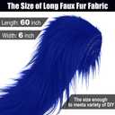 Royal Blue 6x60Inch Faux Fur Shaggy Plush Faux Fur, Fabric Precut Strips Fluffy Fuzzy Faux Fur, Craft Beard Hair, Beard Miniature Dolls Rugs Mats Gift, Winter Halloween Christmas Costume Party Decor