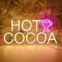 Planzo Led Neon Sign Light Hot Cup Cocoa Chocolate Bar Shop Business Wall Sign Decor Wintertime Office Birthday Party Banner Table Decor USB 14.96"x7.32"