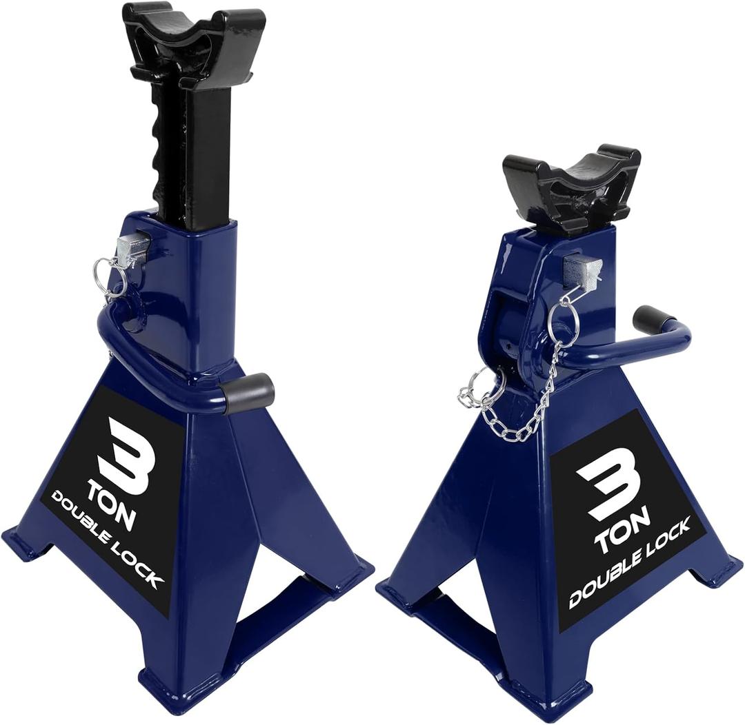 TCE AT43005AU Torin Steel Heavy Duty Jack Stands: Double Locking Pins, 3 Ton (6,000 lb) Capacity, Blue, 1 Pair (2 Pack)