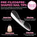 UNA GELLA Short Almond Nail Tips: 504PCS Short Fake Nails Soft Press On Gel Nail Tips Pre Shaped Almond Shape Home Nail Extension Full Cover, 12 Sizes Acrylic Gelly Tips