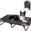 Elevated Dog Bed, Foldable Pet Beds with No Assembly, Cooling Raised Bed with Breathable Mesh, No-Slip Feet Durable Cots Bed for Indoor & Outdoor Use, Black (M:36"x23"x7")