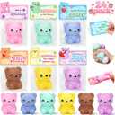 Valentine Gifts for Kids Classroom, 24 Packs Valentines Day Cards with Bear Squeeze Toys, Ideal Kids Exchange Gifts for School, Perfect Valentine Party Favors for Boys Girls