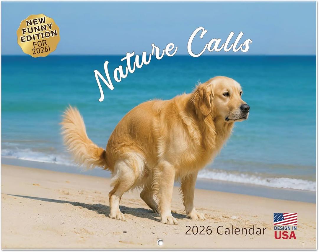 Dogs Pooping Calendar 2026 - Funny Wall Calendar 2026, White Elephant Gifts Useful, Funny Gag Gifts, Hilarious Yankee Swap Prank Dirty Santa Christmas Gift for Adults Men Women Brother Coworkers family