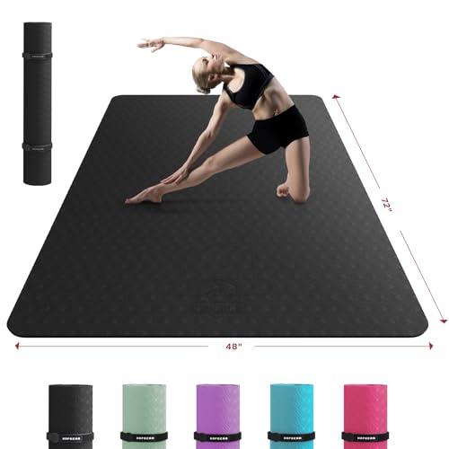 HAPBEAR Extra Large Yoga Mat - 72"x48"x6mm (1/4 inch), Non-Slip, Durable, Thick Wide Exercise Mat for Home Workouts, Yoga, Pilates, Stretching and Cardio Workouts