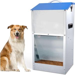 Automatic Dog Feeder Outdoor Dog Feeder for Large Dogs Large Breed Dog Food Dispenser, 25LBS Capacity Pets Feeder Gravity Food Feeder (blue)