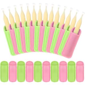 24 Pack Pink and Green Ice Pop Sleeves for Summer Witch Party Favors Reusable Antifreezing Neoprene Insulator Freeze Pop Holders for Kids Pink and Green Witch Birthday Party Decorations