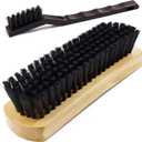 Leather & Textile Shine Brush by TAKAVU, Durable Soft Nylon Bristles, Included Detailing Cleaning Brush, Unique Concave Design Wood Handle for Car Interior Seat Carpet Upholstery Couch Boots Shoes