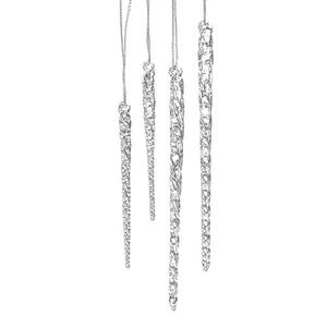 Kurt Adler 3.5-5.5 Inch Clear Glass Icicle Ornament Set of 24 Pieces