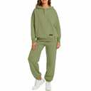 Womens 2 Piece Sweatsuit Set, 2025 Casual Long Sleeve Hoodie with Loose Wide Leg Sweatpants for Fall and Winter, Medium