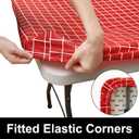 Rectangle Vinyl Table Cloth 30x72, Waterproof Elastic Fitted Tablecloth with Flannel Backing, Plastic Table Cover for Picnic, Camping, Outdoor, Red
