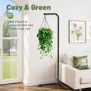 Hanging Plant Stand Indoor, Corner Plant Stands for Indoor Plants, Black Metal Hanging Plant Holder with Suction Base, Standing Plant Hanger for Living Room, Balcony, Garden, Bathroom
