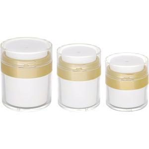 Generic Airless Pump Jars set, 0.5oz /1oz /1.7oz Empty Refillable Cosmetic Pump Jars Bottles Lotion Cream Dispenser Portable Travel Size Makeup Containers (Gold), JAR_3pack