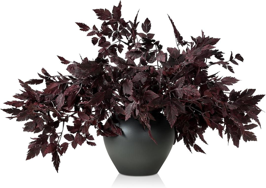 Lyrow 10 Pack 18 Inches Artificial Cimicifuga Plant Leaf Spray Faux Plum Cimicifuga Ramosa Leaf Branch Faux Fall Spray Silk Plants for Home Vase Wedding Garden Farmhouse Table Mantel Decor