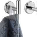 JQK Chrome Bathroom Towel Hook, 304 Stainless Steel Coat Robe Clothes Hook for Bathroom Kitchen Garage Wall Mounted (Pack of 2), TH100-CH-P2