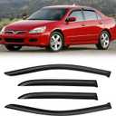 Window Visor for 2003-2007 Honda Accord, Out-Channel Rain Guards Shields Vent Deflector Shade Wind Dark Smoke 2004 2005 2006 03 04 05 06 07, Tape-On Outside-Mount, 4PCS