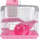 Laura Castle Luxury Hamster Cage & Habitat - Small Animal Enclosure (9.45 x 7.09 x 12.2 in) Includes All Accessories for Dwarf Hamsters, Guinea Pigs