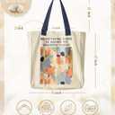 Aesthetic Heavy Canvas Tote Bag with Pocket for Women, Cloth Gusseted Totes Bag with Pattern for Shopping (Bible Art)