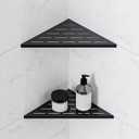 Corner Shower Shelf, 10 Inch Black 304 Stainless Steel Recessed Installation with Grout, No Drilling Required Tile Shower Shelf for Tiled Wall (2-Pack)