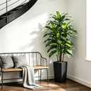 CyanGrove 5FT Artificial Dracaena Tree with Tall Black Planter - Large Fake Tree with Lifelike Leaves - Tall Faux Floor Plants for Indoor Outdoor, Artificial Trees Indoor for Home Office Room Decor