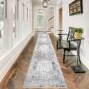 RUUGME 2'6x12 Hallway Runner Rug - Vintage Washable Kitchen Rugs with Non Slip Backing Soft Stain Resistant Carept for Living Room Bedroom Indoor Home Decor Floor Mat for Bathroom (2'6''x12', Grey)