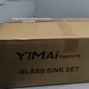 YIMAI Glass Vessel Sink, Above Counter Oval Bathroom Vanity Sink, 18.5" x 11.8" Clear Tempered Glass for Modern Bathrooms, Vanity, Powder Room, Guest Bathroom