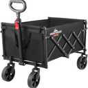 Collapsible Wagon, 360lbs Load Capacity, Small Wagon carts Foldable with Wheels, Heavy-Duty Steel Frame, 600D Oxford Fabric, Ergonomic Handle, Wear-Resistant, Perfect for Outdoor, Garden, Grocery