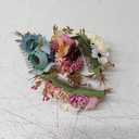 Cinaci 4 Pack Large Artificial Flower Metal Hair Side Combs Floral Slide Hair Clips Wedding Bridal Headpieces Hairpins Barrettes Decorative Hair Comb Bun Accessories for Women Girls Brides Bridesmaids (Ivory, Coral Pink, Purple and Blue)