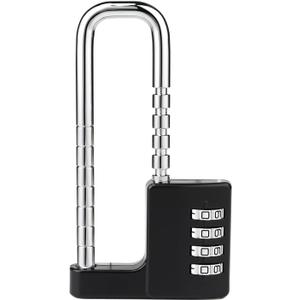 Adjustable Shackle Lock - Code Long Combination Padlock for Gym & School Lockers, Child Proof Sliding Code Locks for Fences, Drawers & Closet (Black)
